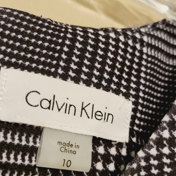 Calvin Klein Black & White Plaid Sheath Dress with Embroidery - Picture 2 of 14